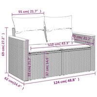 10-delige Loungeset met kussens poly rattan zwart - thumbnail
