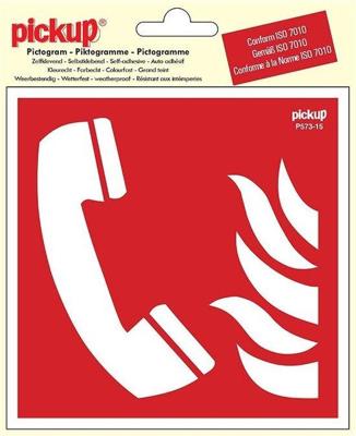 Sticker Telefoon voor brandalarm - 150x150 mm.