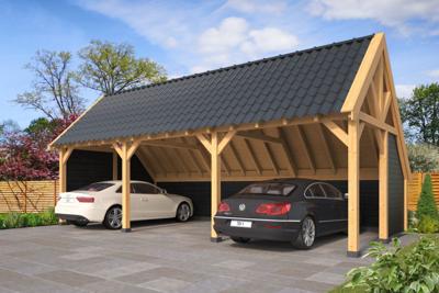 Tuindeco Billund XXL Type 6 kapschuur 1043x512 cm Red Class Wood vuren onbehandeld met wanden vuren zwart gespoten- Kapschuurdak- Hout- Tuindeco