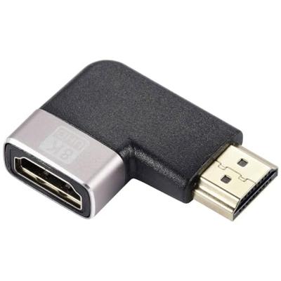 SpeaKa Professional SP-11302008 HDMI Adapter [1x HDMI-stekker - 1x HDMI-bus] Zwart, Zilver UHD 8K @ 60 Hz, UHD 4K @ 120 Hz 90° haaks naar links