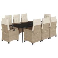 9-delige Tuinset met kussens poly rattan beige - thumbnail