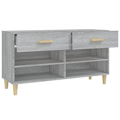 VidaXL Schoenenkast 102x35x55 cm bewerkt hout grijs sonoma eikenkleur VidaXL Schoenenkast 102x35x55 cm bewerkt hout grijs sonoma eikenkleur