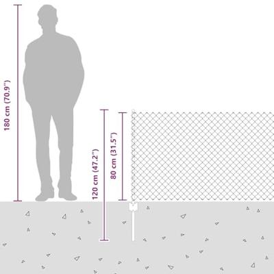 VidaXL Hek met paal grijs 0,8 x 10 m staal en pvc VidaXL Hek met paal grijs 0,8 x 10 m staal en pvc