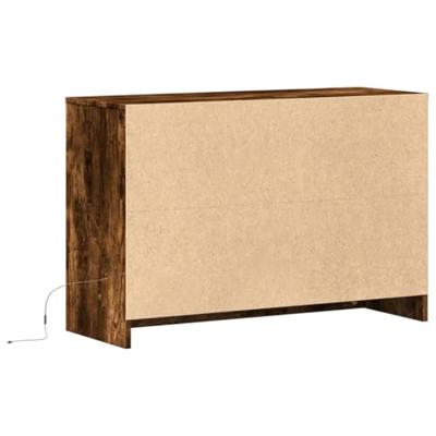 Tv-meubel met LED 91x34x61 cm bewerkt hout gerookt eikenkleur