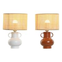 Bureaulamp Home ESPRIT Wit Natuurlijk Terra cotta Metaal Bamboe 50 W 220 V 22 x 22 x 33 cm (2 Stuks) - thumbnail