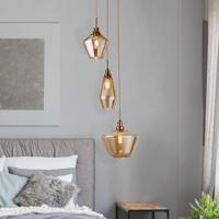Searchlight Vide hanglampMia 3-lichts koperbrons met amber glas - 5423-3AB - thumbnail