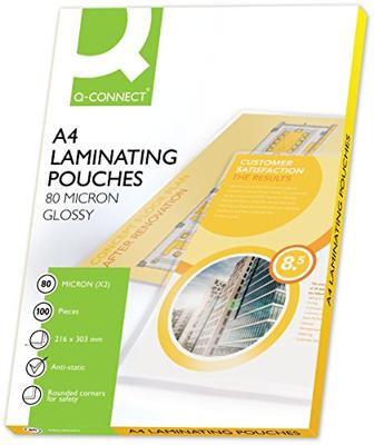 Q-CONNECT lamineeretui A4 2x 80 micron 100 stuks Q-CONNECT lamineeretui A4 2x 80 micron 100 stuks