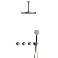 Hotbath Cobber X - CX7067 - Inbouw Regendoucheset - Geborsteld Nikkel - 2 Stopkranen - Thermostatisch - Plafondbuis 15 cm - Hoofddouche 300 mm - Ronde Handdouche 3 Standen - met M106 - Waterbesparend - thumbnail