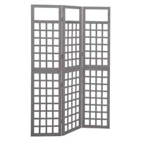 VidaXL Kamerscherm/trellis met 3 panelen 121x180 cm vurenhout grijs - thumbnail