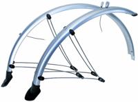 Spatbordset 28" PVC 45mm Zilver Met stroomkabelgeleiding - thumbnail