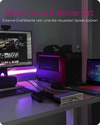 ICY BOX IB-DK8801-TB4 notebook dock & poortreplicator Bedraad Thunderbolt 4 Antraciet, Zwart