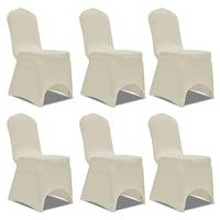 VidaXL Stoelhoes stretch crème (6 stuks) - thumbnail