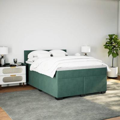 Boxspring met matras fluweel donkergroen 160x200 cm
