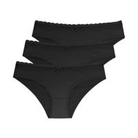 3-pack dames onderbroeken katoen - Basic Naomi slips - Zwart - thumbnail