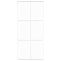 VidaXL Schuifdeur 90x205 cm gehard glas en aluminium wit - thumbnail