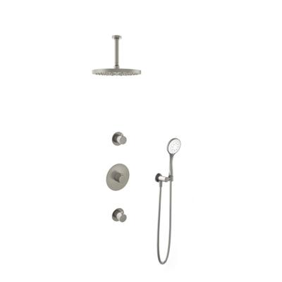 Hotbath Buddy - Inbouw Regendoucheset - 2 Stopkranen - Thermostatisch - Plafondbuis 15 cm - Hoofddouche 300 mm - Ronde Handdouche 3 Standen - Waterbesparend - V02