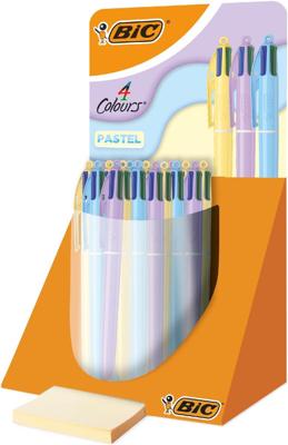 Bic Colours Pastel 4-kleurenbalpen, medium, klassieke inktkleuren, display van 30 stuks Bic Colours Pastel 4-kleurenbalpen, medium, klassieke inktkleuren, display van 30 stuks