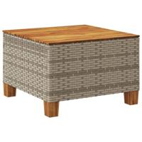 Tuintafel 55x55x36 cm poly rattan en acaciahout grijs - thumbnail