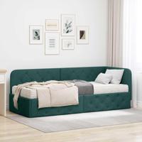 Hoekbedframe met matras Donkergroen 80 x 200 cm Stof - thumbnail