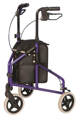 Lichtgewicht aluminium 3-wiel Rollator blauw