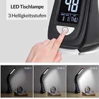 LED tafellamp - 4in1 lamp - kalender - klok - thermometer - zwart - thumbnail