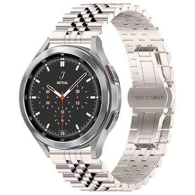 By Qubix - Stalen band - Starlight/sterrenlicht - Compatible met Garmin Vivoactive 4 - Vivoactive 4L - Compatible Garmin bandje - Bandbreedte: 22mm