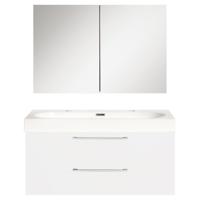 Differnz Somero badmeubel set met spiegelkast FSC 100 cm hoogglans wit - thumbnail