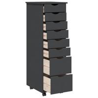 Ladekast MOSS verrijdbaar massief grenenhout grijs - thumbnail