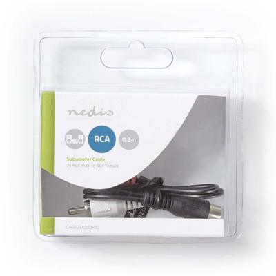 Subwooferkabel | 2x RCA Male - RCA Female | 0,2 m | Zwart [CAGB24020BK02]