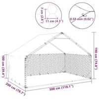 Hondenkennel buiten met deksel 3x2x1,9 m gegalvaniseerd staal - thumbnail