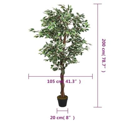 VidaXL Kunstplant ficus 1260 bladeren 200 cm groen