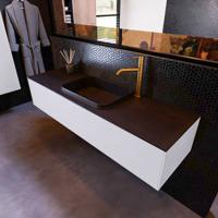 Badkamermeubelset Mondiaz Erin 150 cm met 1 Lade met RIDGE Wastafel Midden Urban met 1 kraangat Greeploos Mat Cale - thumbnail