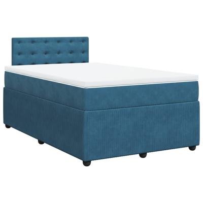 Boxspring met matras fluweel blauw 120x200 cm - thumbnail
