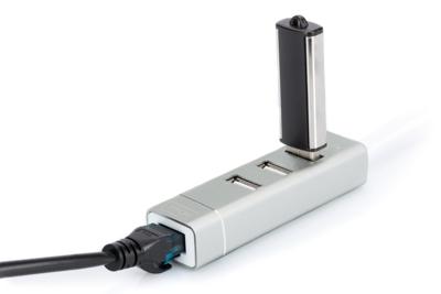 Digitus DA-70253 USB 2.0-hub 3 + 1 poorten Met USB-C stekker, Met aluminium behuizing, Met ingebouwde converter, Met metalen behuizing Aluminium - thumbnail