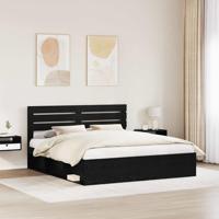 Bedframe met hoofdeinde Zwart 180 x 200 cm Massief grenenhout - thumbnail