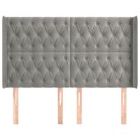Hoofdbord met randen 147x16x118/128 cm fluweel lichtgrijs - thumbnail