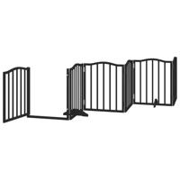 Hondenhek inklapbaar 9 panelen 450 cm populierenhout zwart - thumbnail