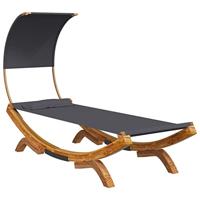 Loungebed met luifel 100x200x126 cm gebogen hout antracietkleur - thumbnail