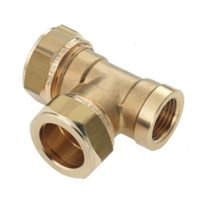 Bonfix knelkoppeling - T-stuk knel x knel x binnendraad - 15mm x 15mm x 1/2 - Messing