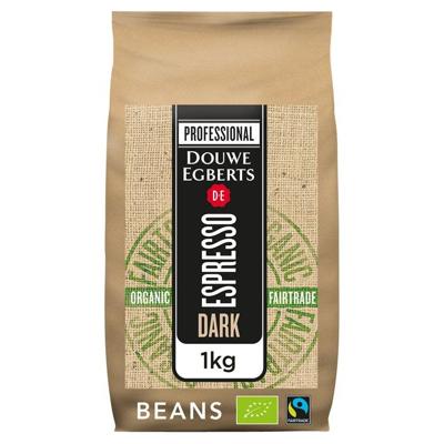 Koffie Douwe Egberts espresso bonen dark roast Organic & Fairtrade 1kg | 256 stuks