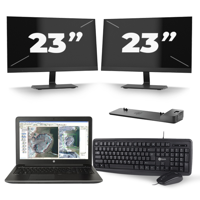 HP ZBook 15 G3 - Intel Core i7-6e Generatie - 15 inch - 16GB RAM - 256GB SSD - Windows 11 + 2x 23 inch Monitor - thumbnail