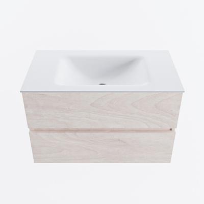 MONDIAZ VICA 80cm badmeubel onderkast Underlayment 2 lades. Wastafel CLOUD midden zonder kraangat, kleur Talc.