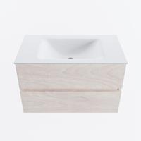 MONDIAZ VICA 80cm badmeubel onderkast Underlayment 2 lades. Wastafel CLOUD midden zonder kraangat, kleur Talc. - thumbnail