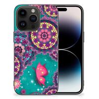 iPhone 15 Pro Leuk Telefoonhoesje Cirkels en Vlinders - thumbnail