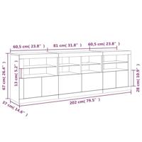 Dressoir met LED-verlichting 202x37x67 cm gerookt eikenkleurig - thumbnail