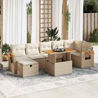 5-delige Loungeset met kussens poly rattan beige - thumbnail