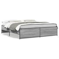 Bedframe bewerkt hout metaal grijs sonoma eiken 180x200 cm - thumbnail