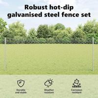 VidaXL Hek met paal zilver 0,8 x 10 m staal - thumbnail