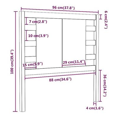 Hoofdbord 96x4x100 cm massief grenenhout grijs