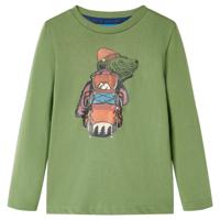 Kindershirt met lange mouwen berenprint 128 lichtkakikleurig - thumbnail